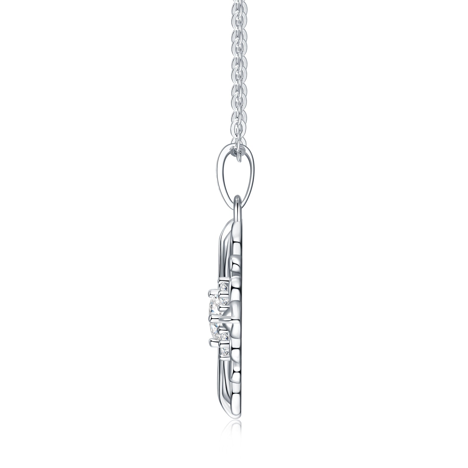 S925 Argent Sterling 0.3ct D Couleur VVS1 Moissanite Croix Pendentif Fleur Collier 40cm Plat