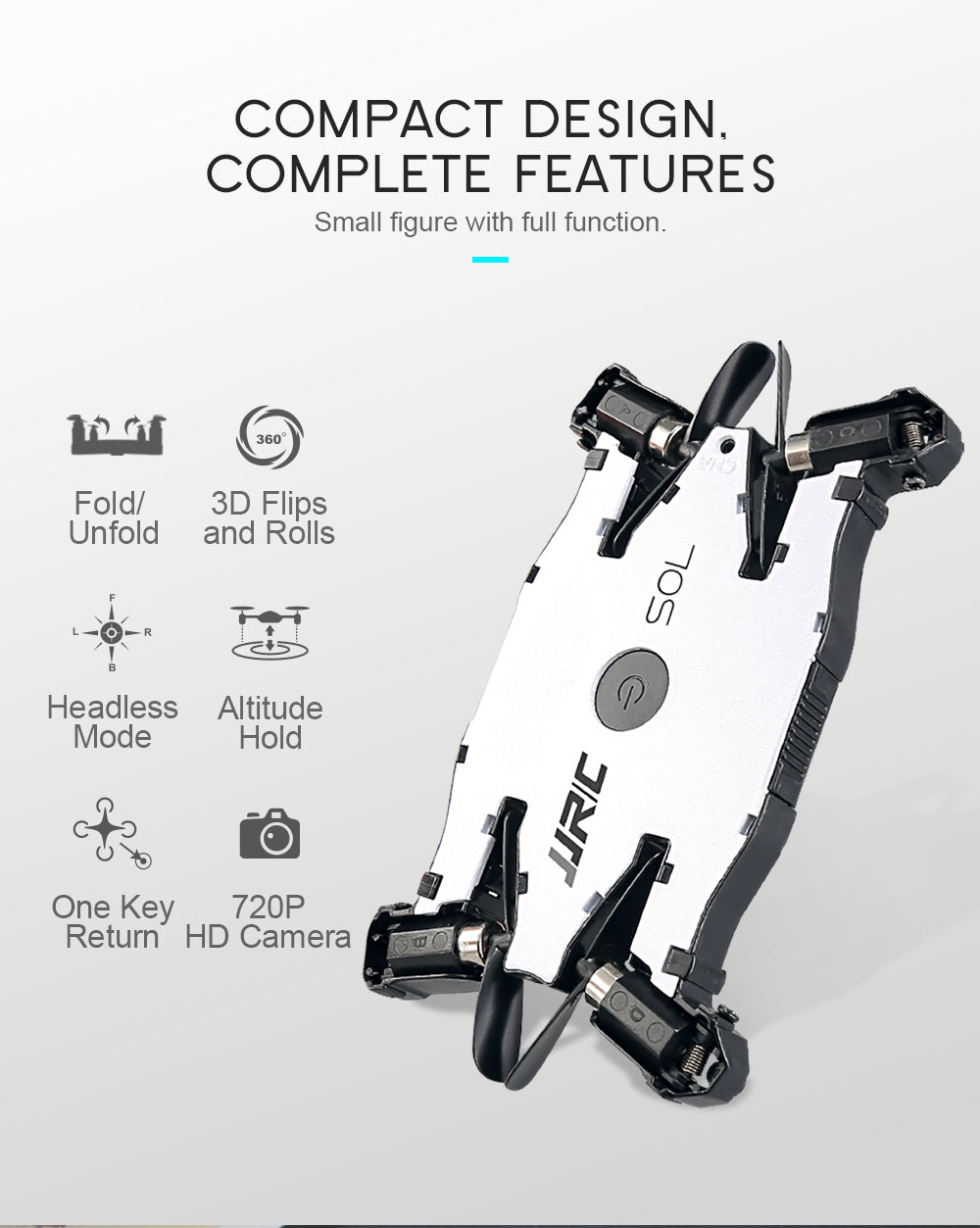 JJRC JJR / C H49 SOL Ultrafine Wifi FPV Selfie Drone 720P caméra automatique pliant bras Mai