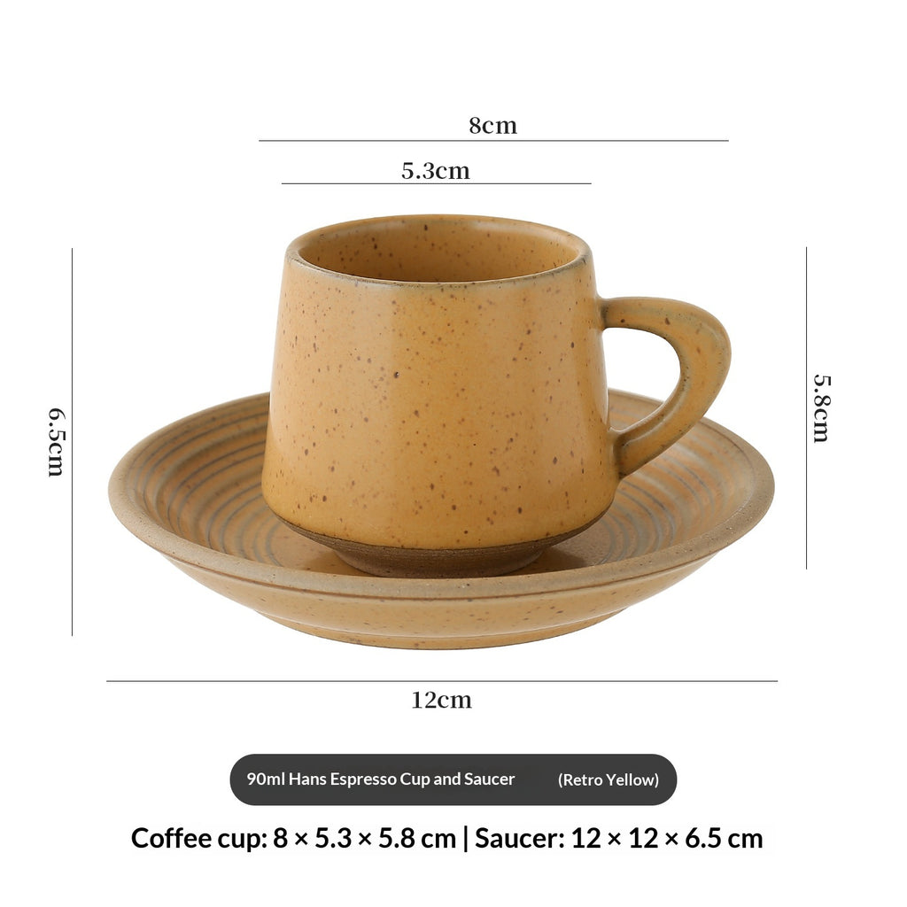Élégante et créative en pierre rustique Latte Art Retro Cup and Saucer Set en céramique