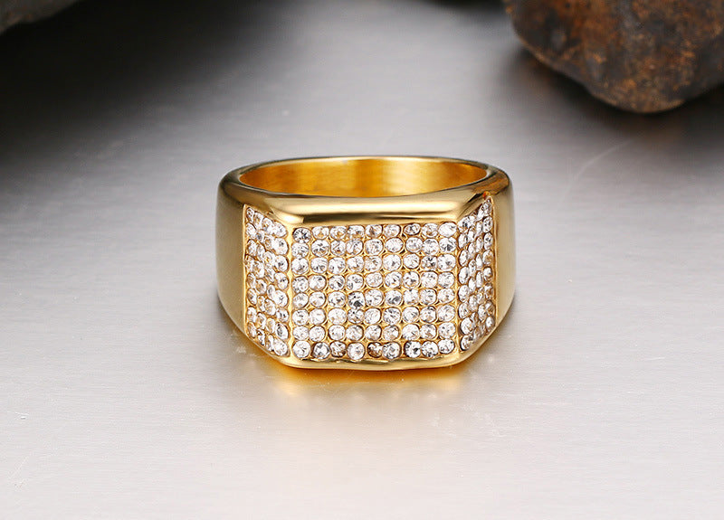 Bague en diamant en acier titane pour hommes