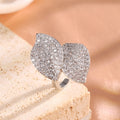Femmes Double feuille Complet Pavé Cubic Zirconia Anneau réglable