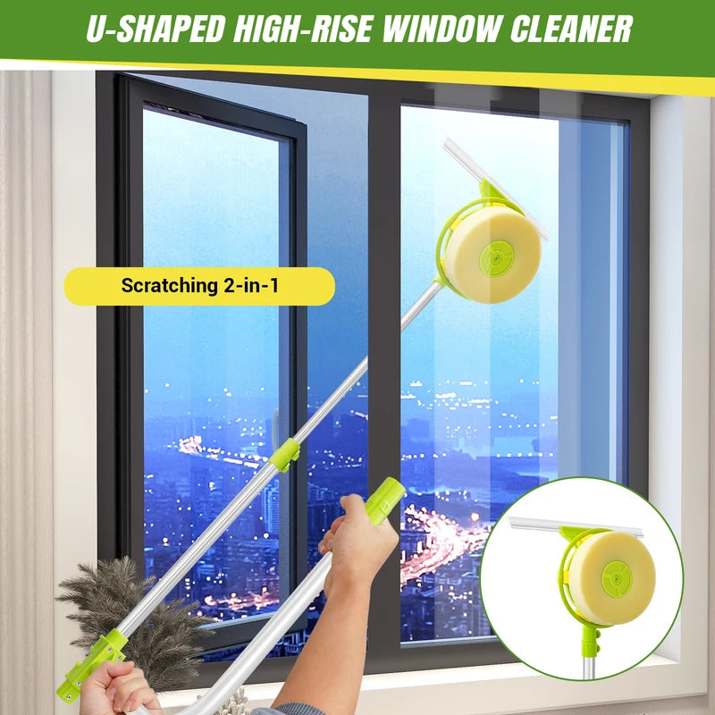 Outil de nettoyage de fenêtre télescopique Nettoyeur de fenêtre haute vitesse U Forme Smart Angle Réglage Wash B