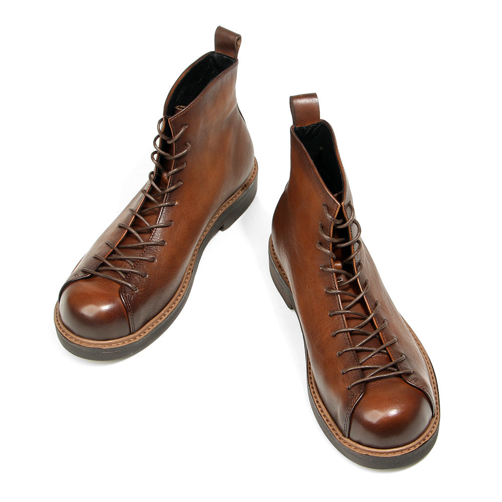 Homme Martin Bottes Amekaji travail véritable en cuir style vintage