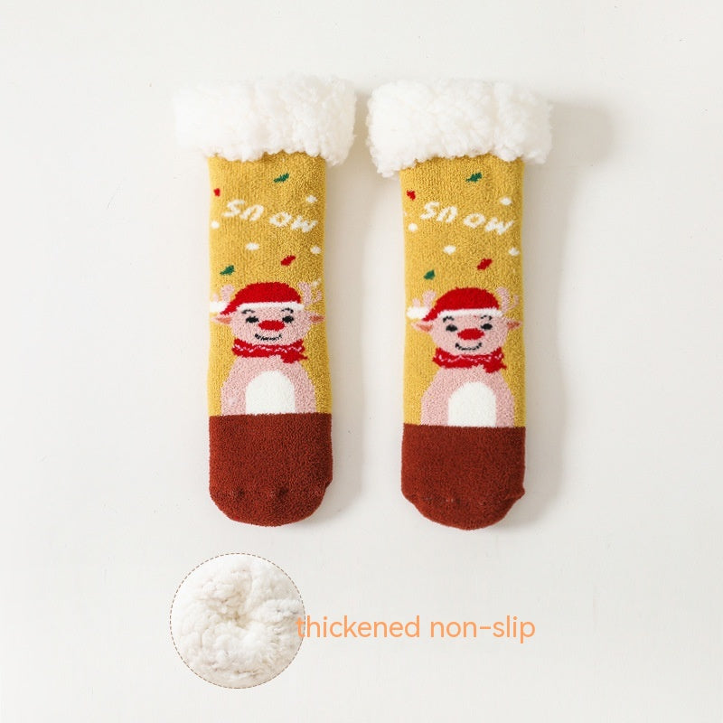 Fleece doublé chaud rembourré garder les chaussettes bébé Lambswool Non-slip