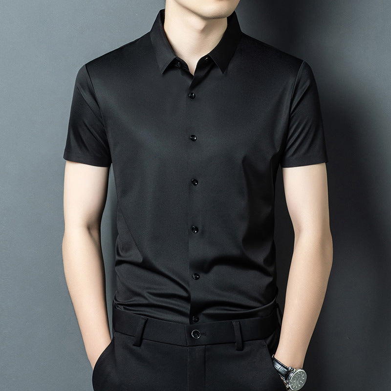 Haut de chemise à manches courtes à bouton de couleur solide pour homme