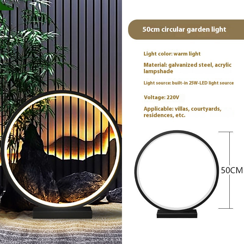 Courtyard pelouse lampe extérieur étanche simple anneau rond lampe de paysage