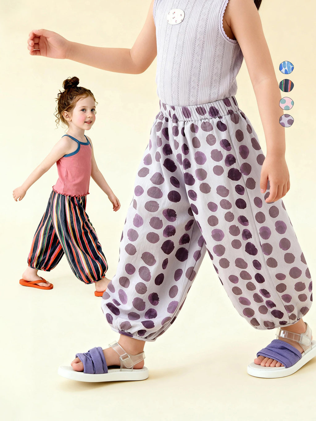 Arrivée enfants Color-Block rayé et Polka-Dot anti-Mosquito pantalons