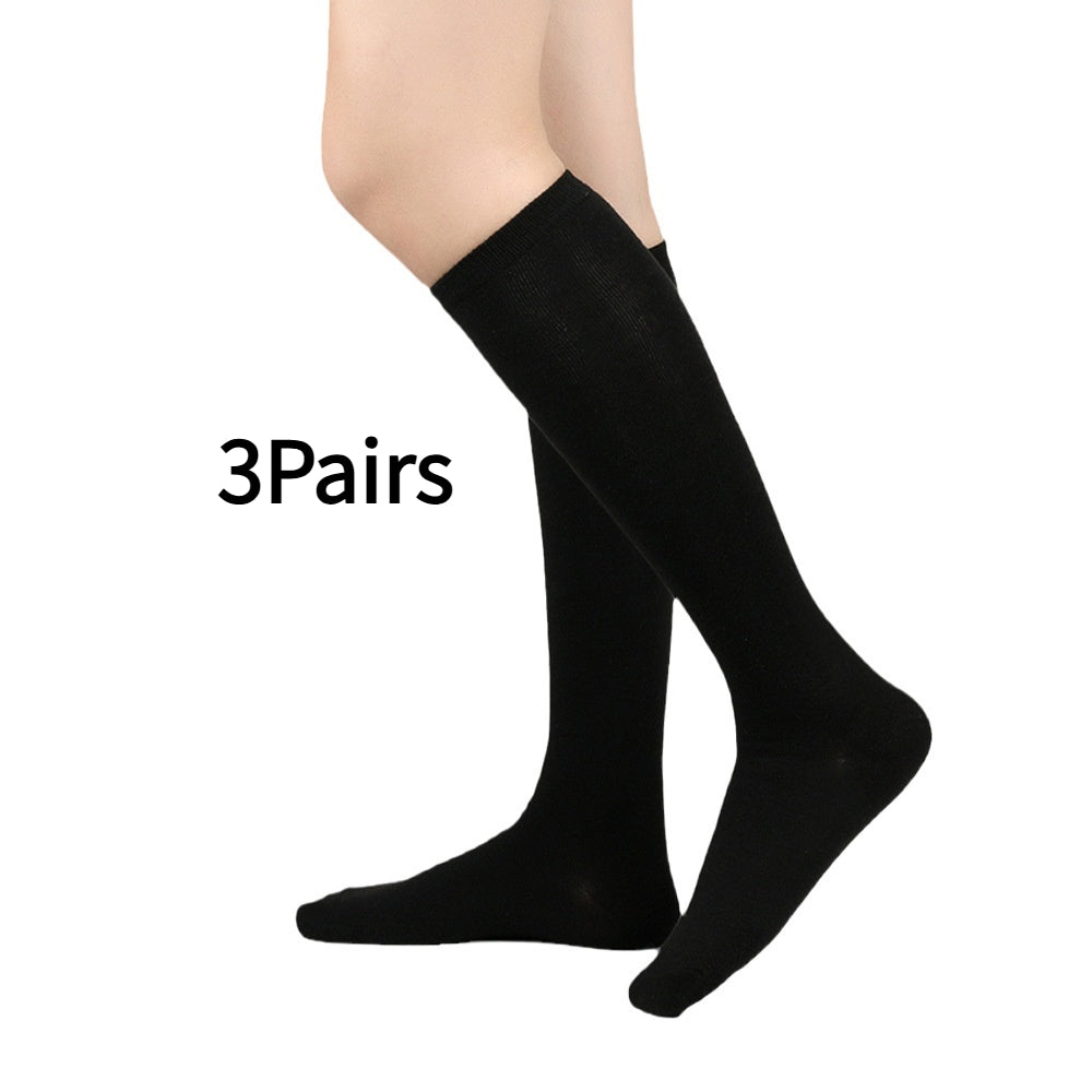 Chaussettes en coton noir Longueur du genou