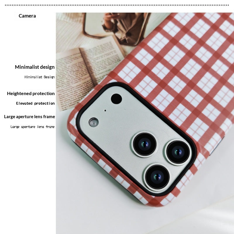 Couverture de protection à l'épreuve de la chute du corps complet de l'étui de téléphone de film de plaid