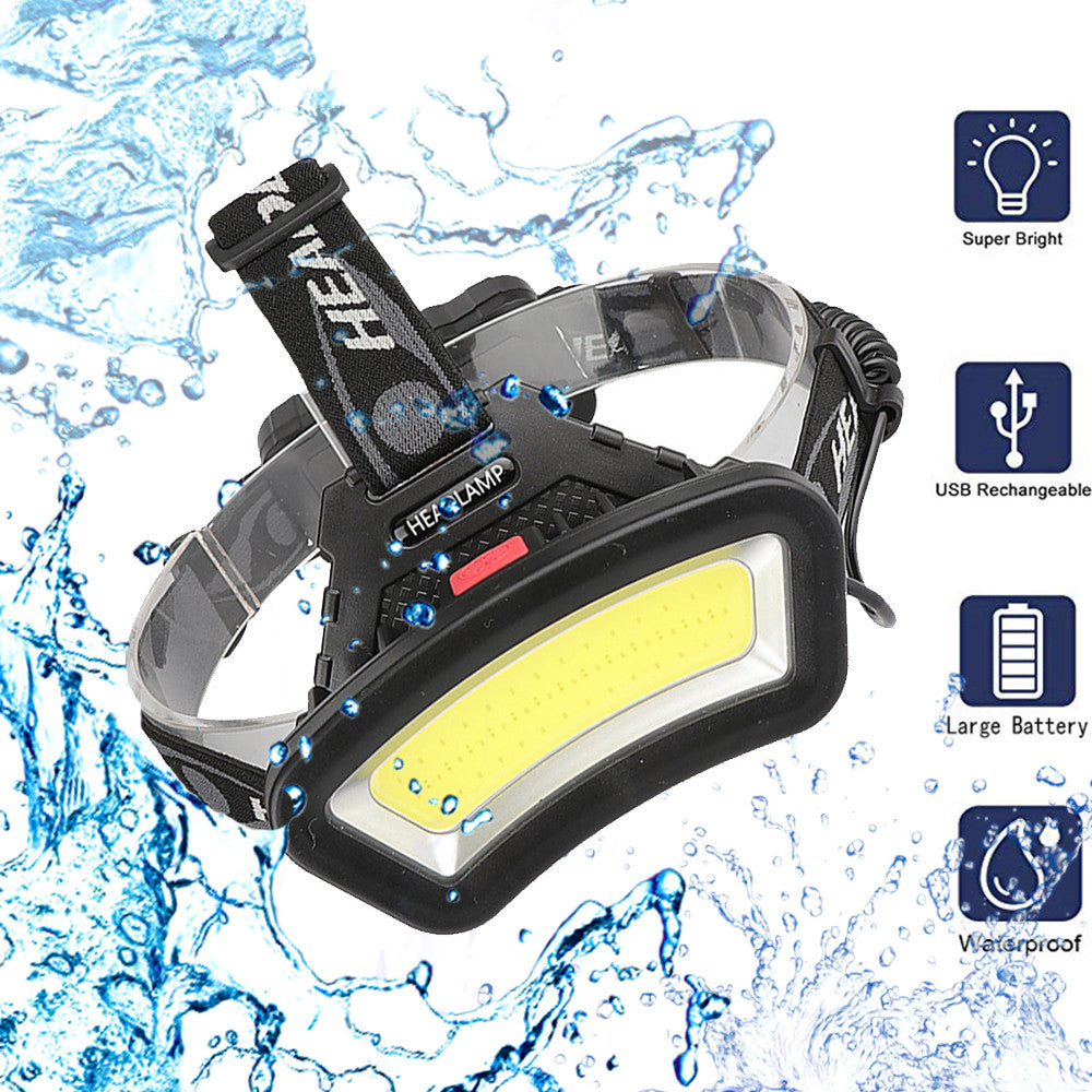 Distance d'éclairage Large Angle COB LED phare utiliser 2x18650 Batterie conduit HeadLamp USB rechar
