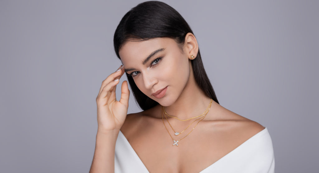 S925 Collier plaqué or argenté