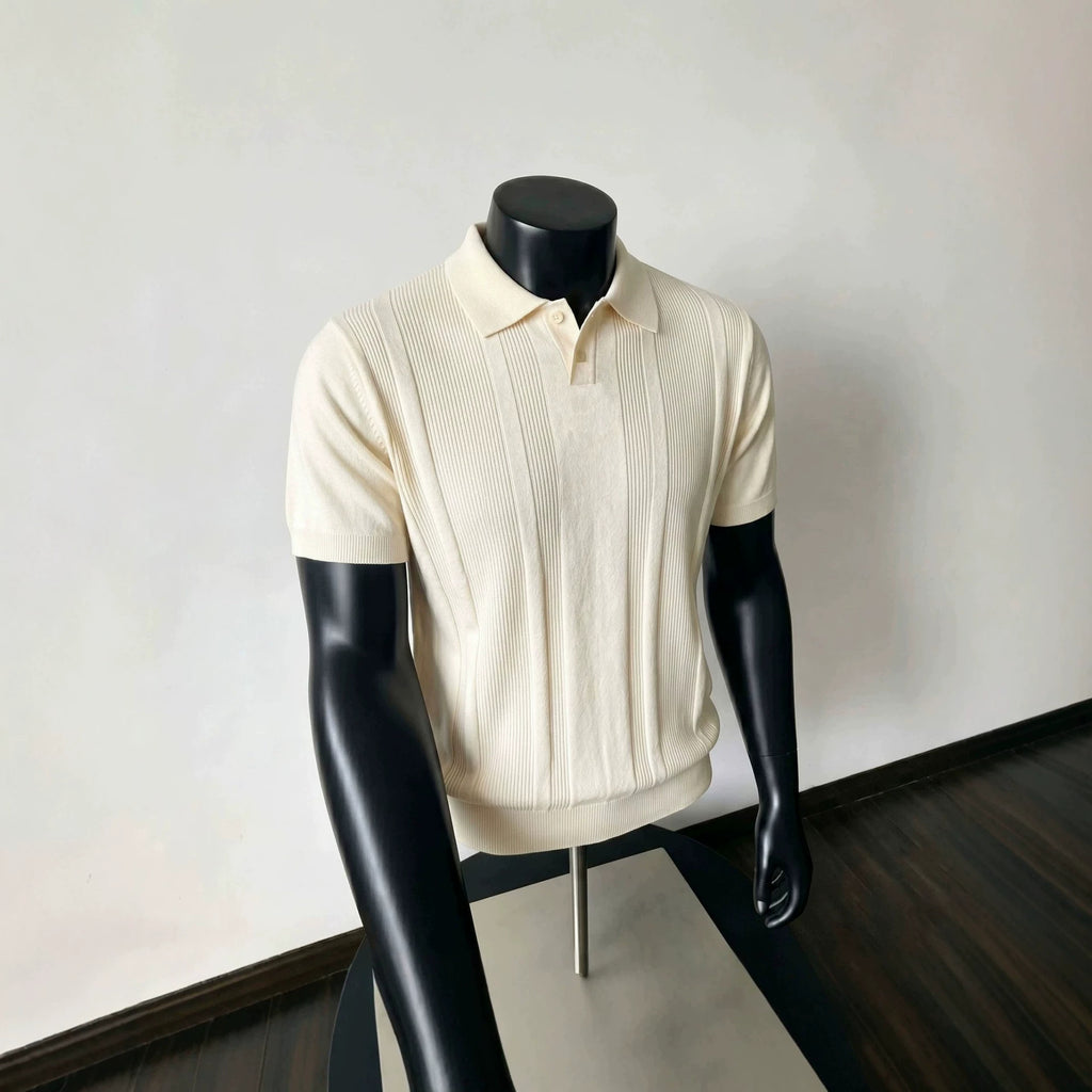 Chemise Polo à manches courtes tricotée style italien
