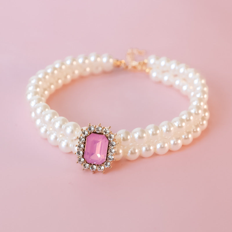 Perle Double brin de strass haut de gamme Lumineux bijoux accessoires pour chiens