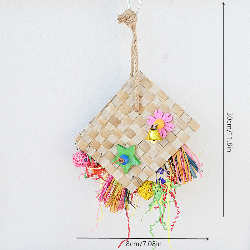 Perrot Bird Toy Palm Leaf Tisser un sac de fourrage
