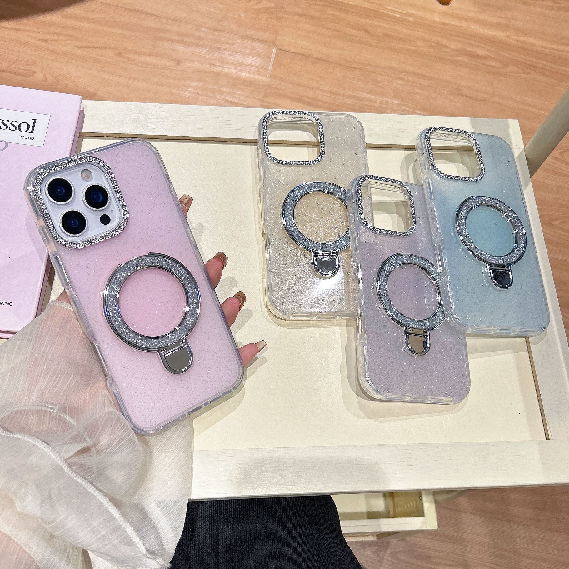 Epoxy Gradient Glitter avec des boîtiers rotatifs de téléphone mobile