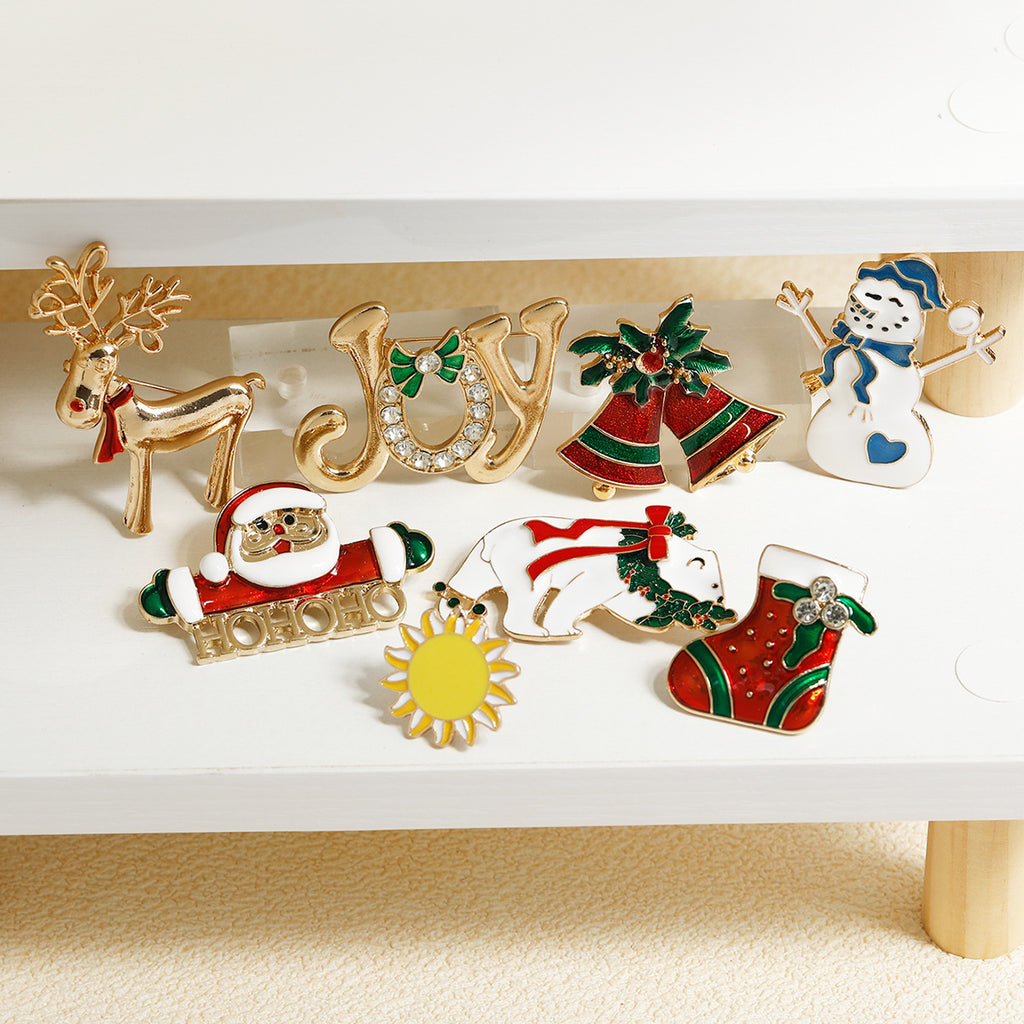 European and American Exquisite Enamel Christmas Series Brooches Flower Bells Re