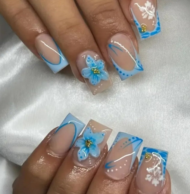 24 pièces Nail Art Haute Mode Simple Strass papillon fleur de vache porter Nail