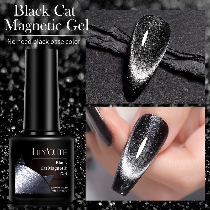 Ultra-Black cristal oeil de chat noir et gris perlescent cristal Nail Gel