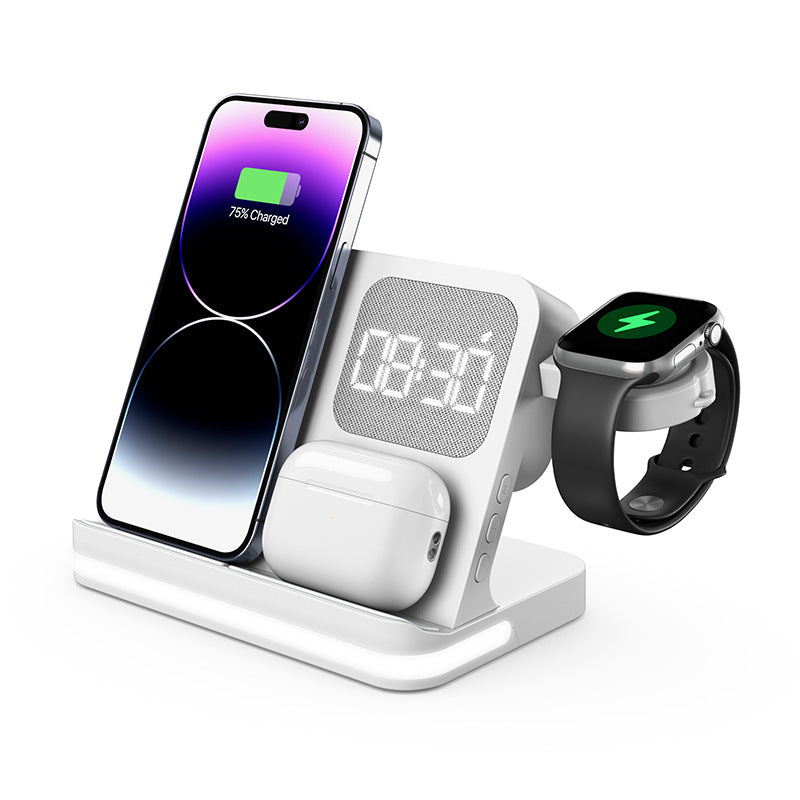 Réveil d'horloge compatible avec les téléphones portables Smartwatches Casques et chargeurs sans fil