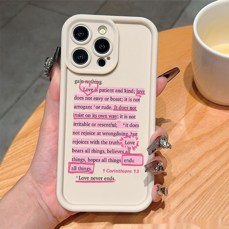 Phone case with an English definition of love