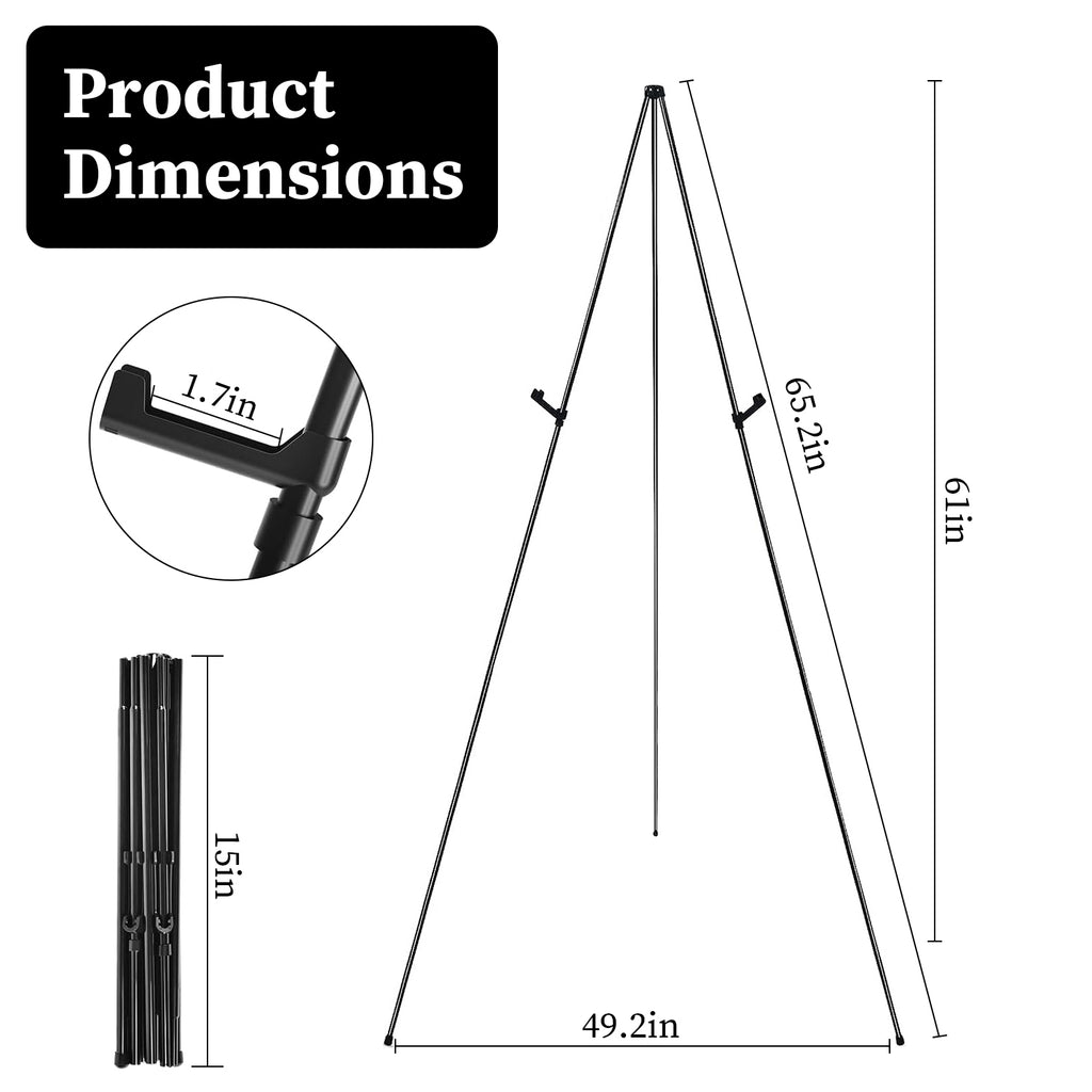 2 Pack Easel Stand pour l'affichage 61in Collapsible un cadre trépied Easel fer alliage dessin St