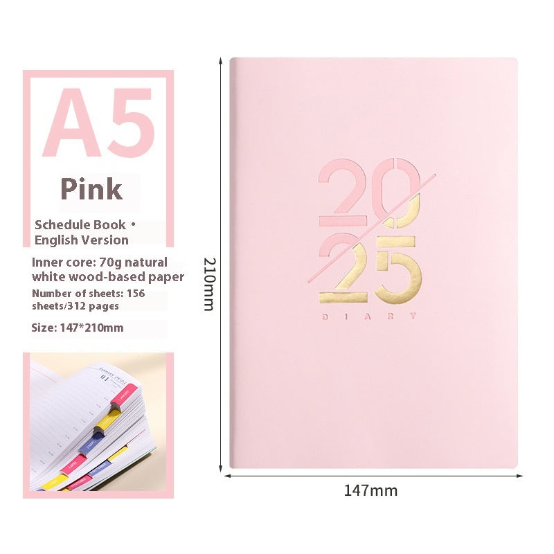Soft Leather A5 Daily Planner Hourly Notebook