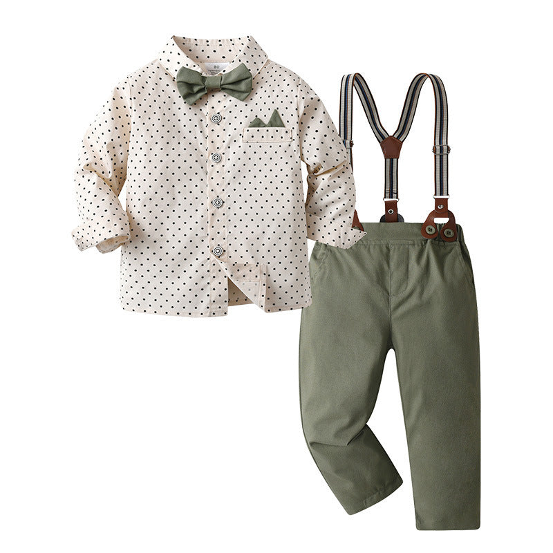 Chemise à manches longues et pantalons longs pour garçons Ensemble de trois pièces