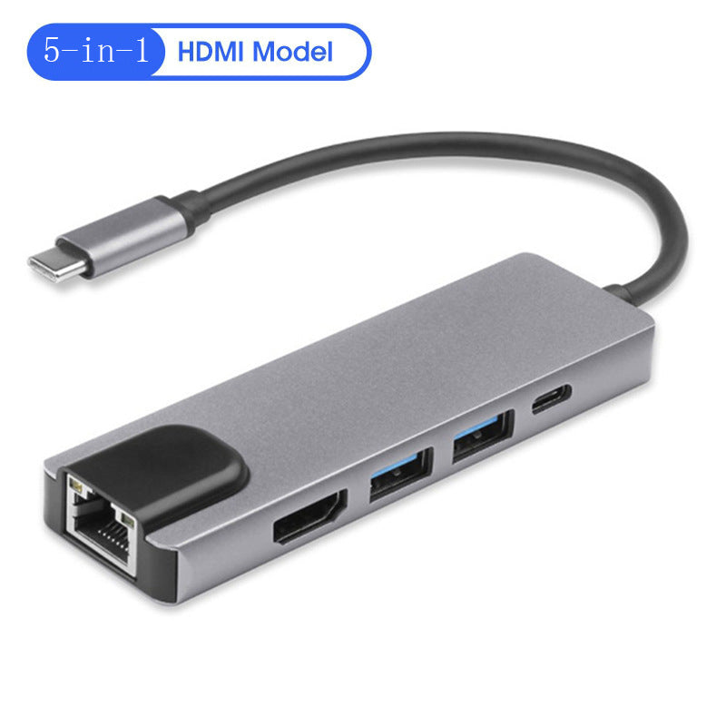 5-en-1 Type-c vers HDMI Carte réseau USB Expansion Dock