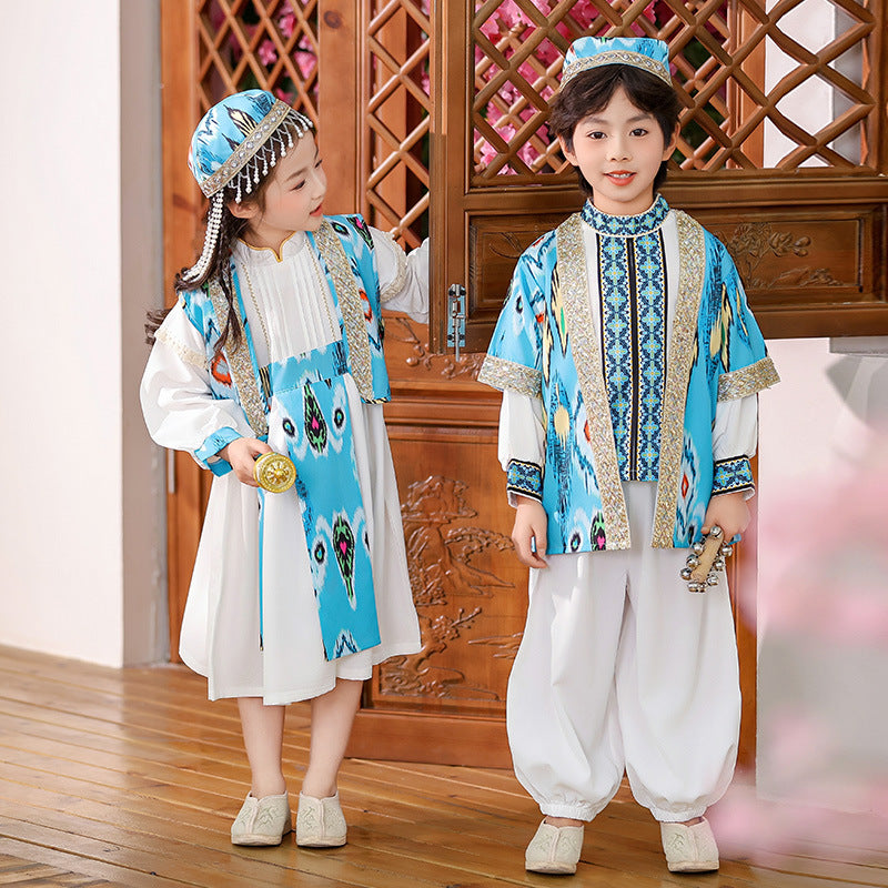 Enfants de minorités ethniques à manches longues Springautumn Outfit Xinjiang Uyghur-style enfant porter