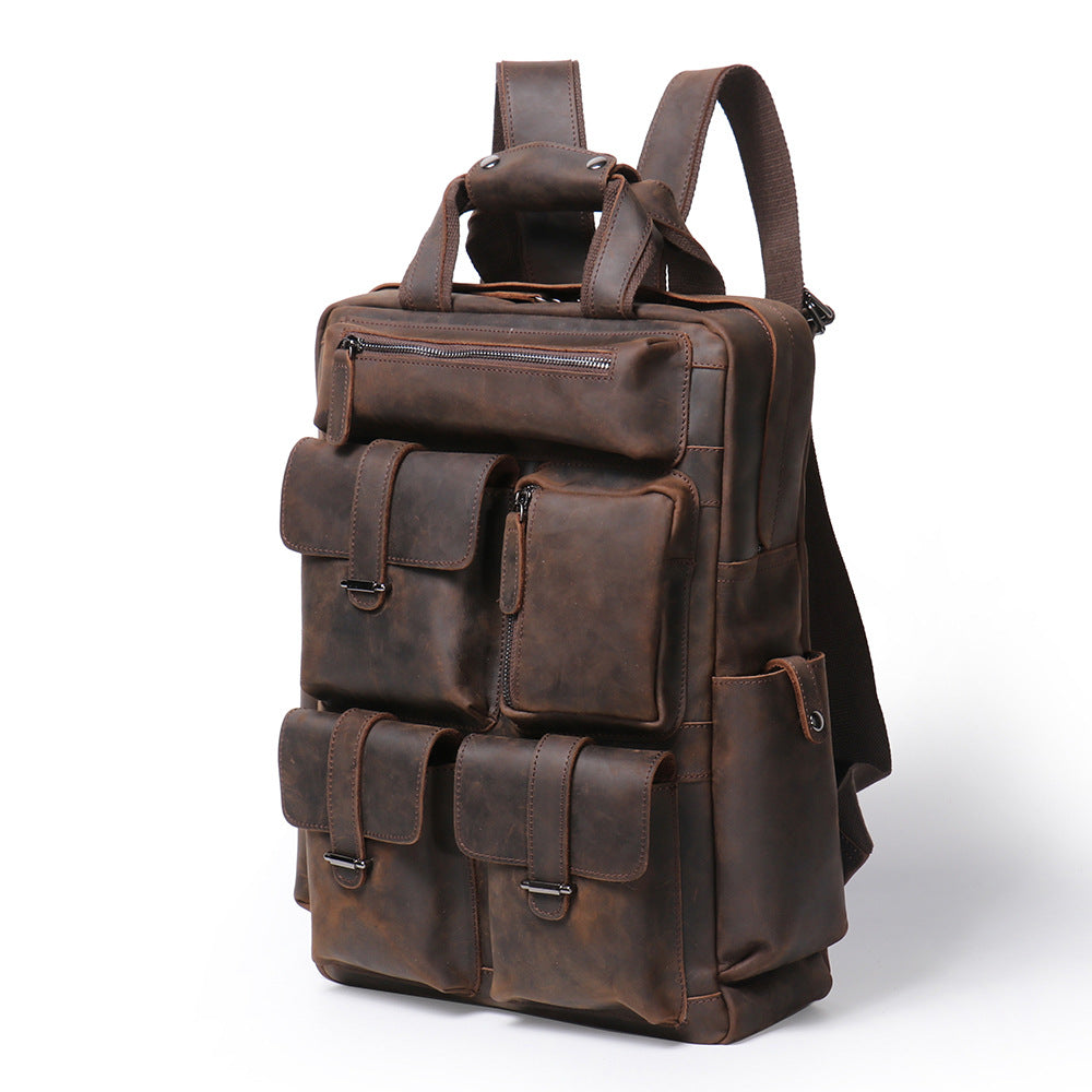 Sac à dos européen et américain en cuir retro pour hommes