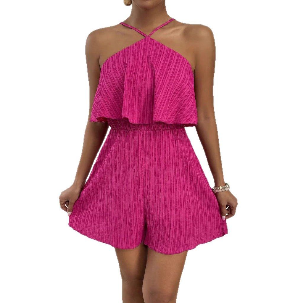 Ensemble de sauts rembourrés en col haltère, une pièce pour femme, avec jambes évasées et