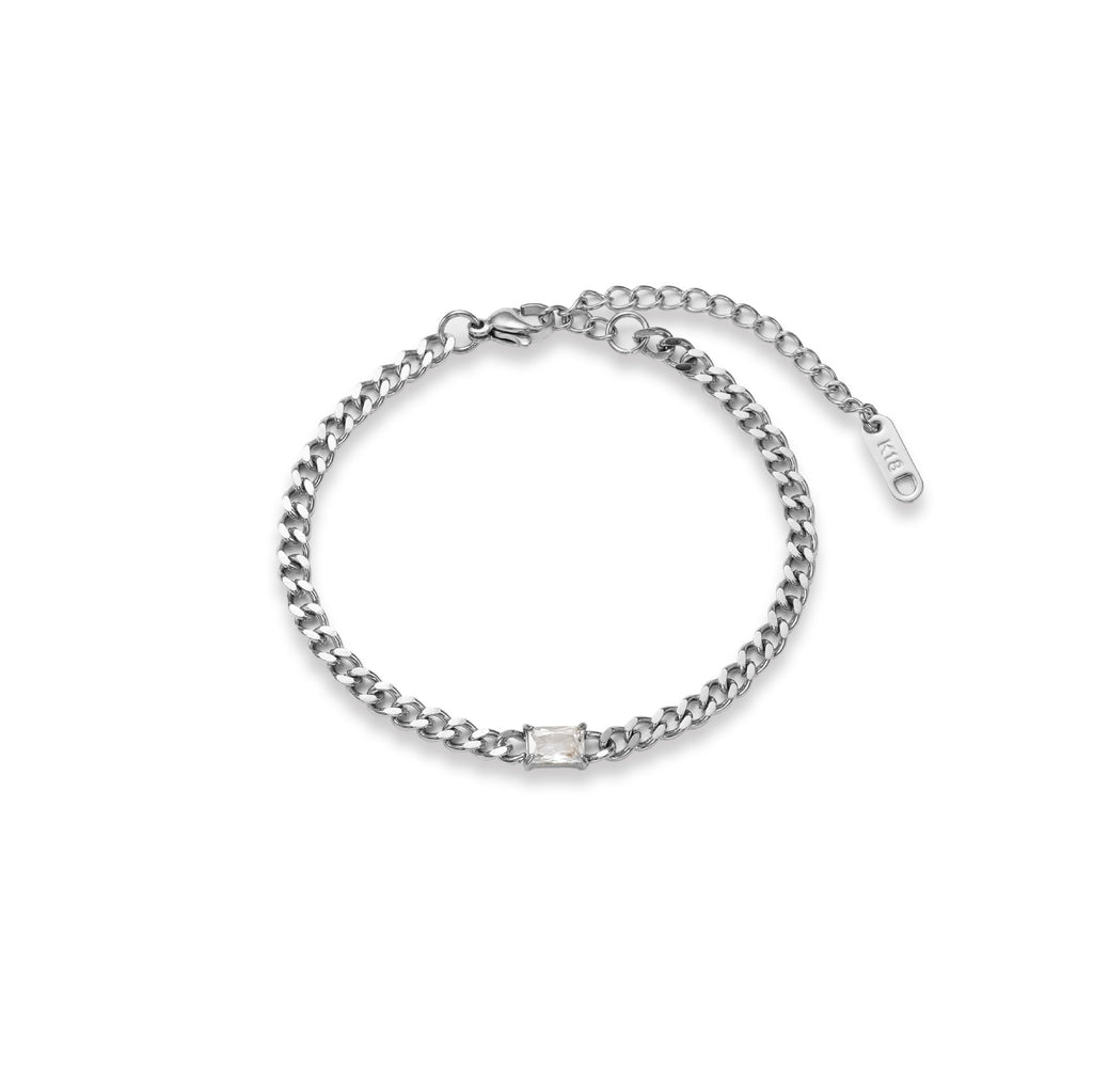 Fashion Titanium Steel Matte Chaîne Eau Drop Zircon Bracelet Set
