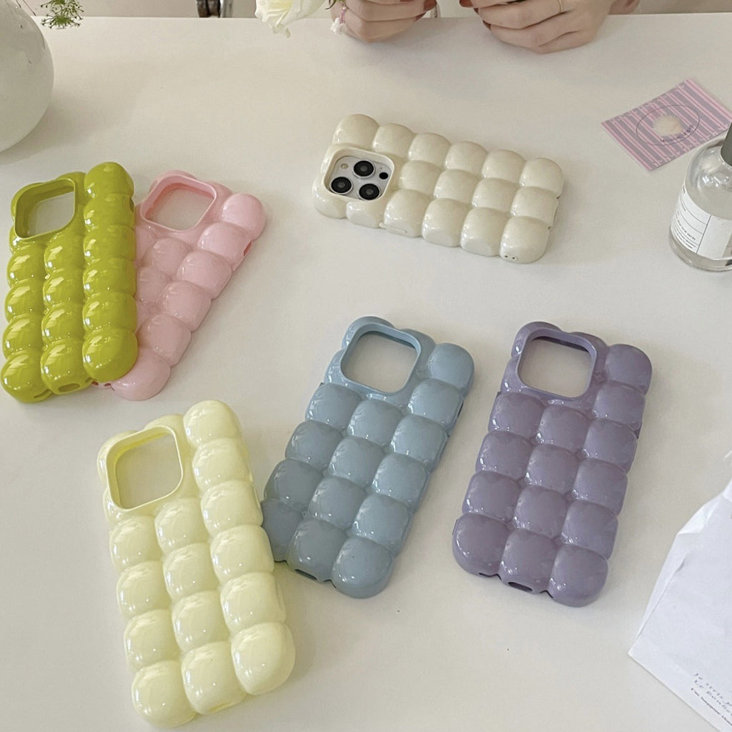 Coque de téléphone de gaufre d'oeuf de macarons de couleur solide