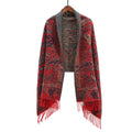 Vêtements de dessus de style ethnique Ankeila Red Faux-cashmere Climatiseur Châl Écharpe