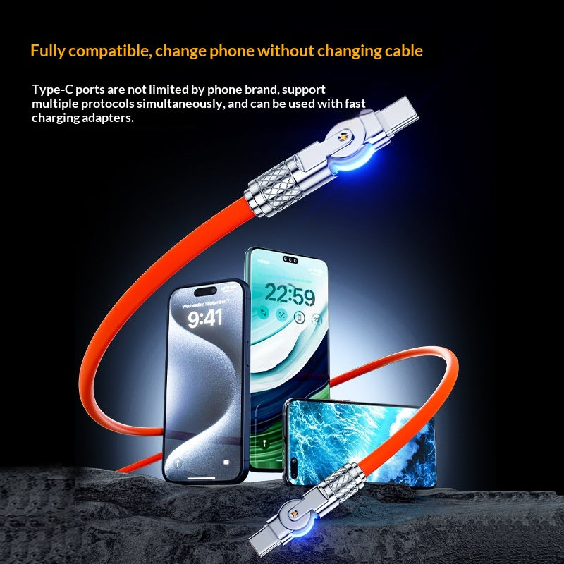 Gaming Dual-bend Rotating PD Câble de données de recharge rapide