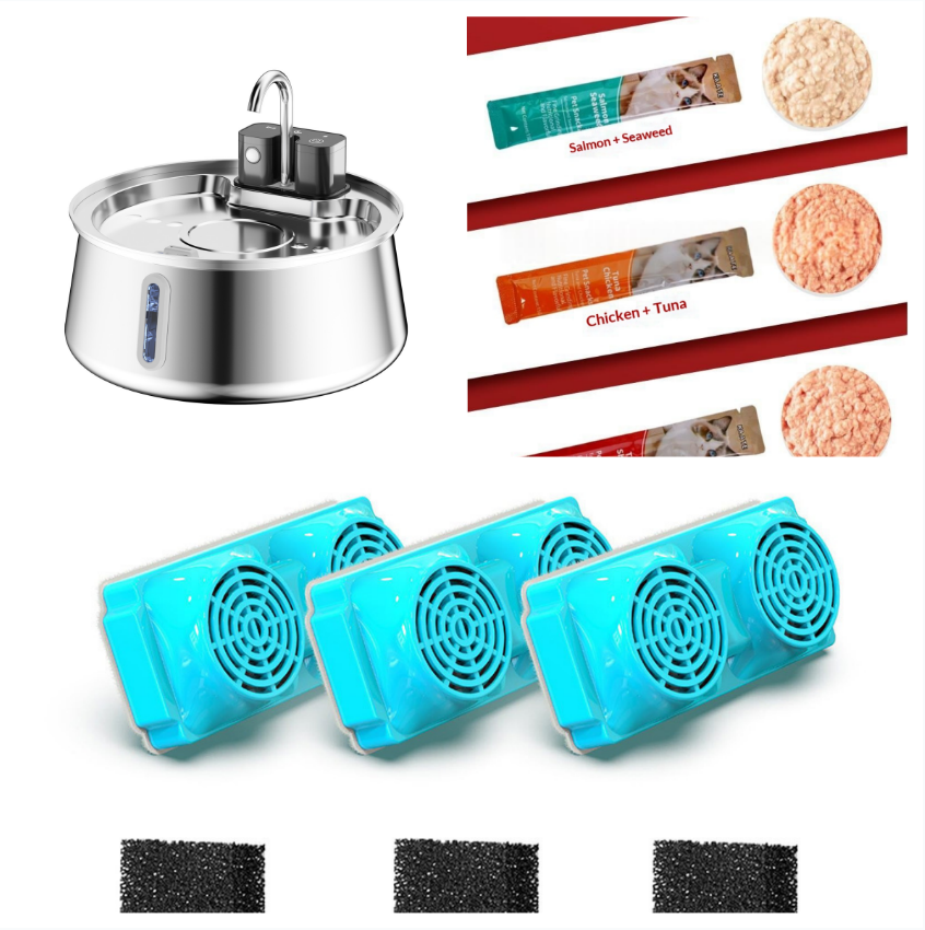 Kit de fontaine d'eau pour animaux sans fil en acier inoxydable