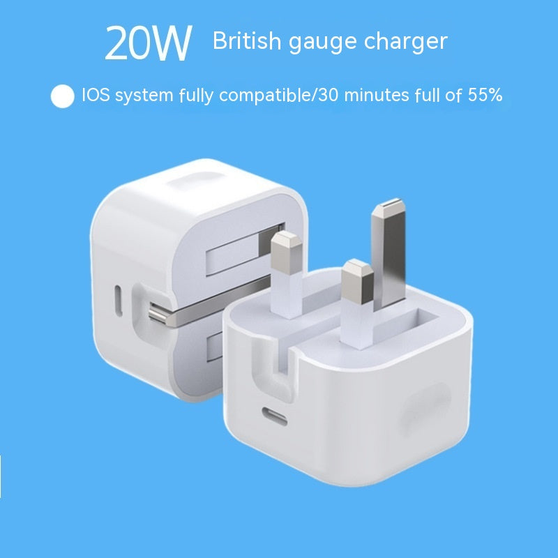 Adaptateur 20WPD britannique Chargeur de téléphone mobile