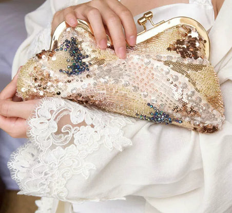 Sac à selle perle avec paillettes Chic embrayage et design Crossbody