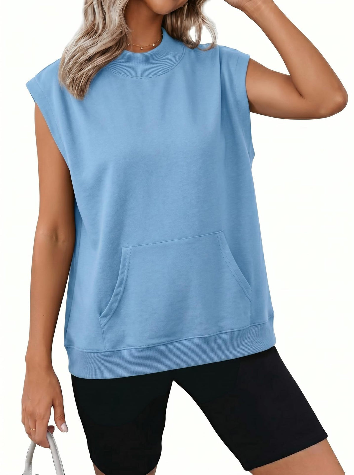 Sweatshirt à manches courtes Casual avec poches