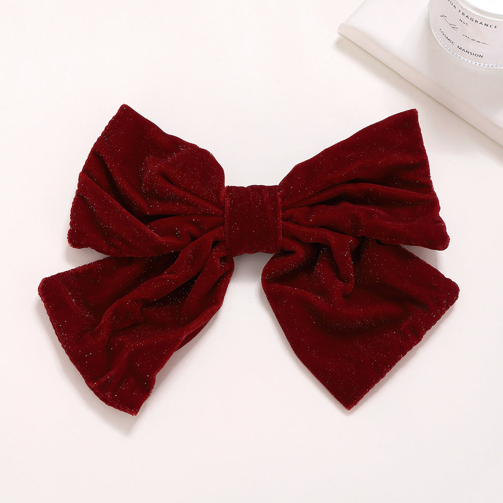 Red Flannel Large Bow Clip Spring Barrette
