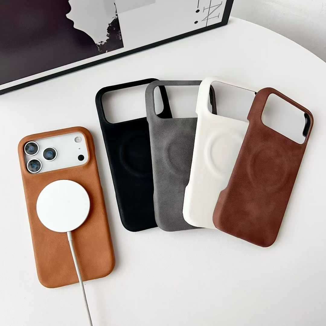 Minimalist Solid Color Skin-feel Sheepskin Magnetic Phone Case