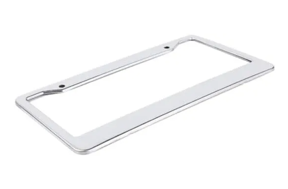 2PCS Chrome acier inoxydable plaque de licence en métal cadre Tag Cover avec bouchons à vis