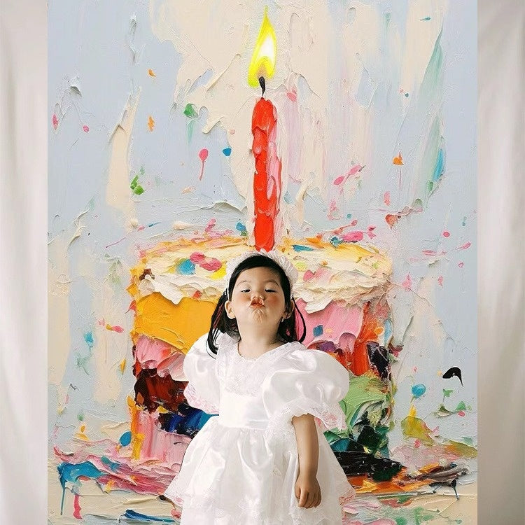 Fête d'anniversaire disposition Cake vêtements de suspension enfants fond mur