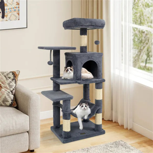 Arbre de chat multi-niveaux de 44" avec perche de dessus spacieuse