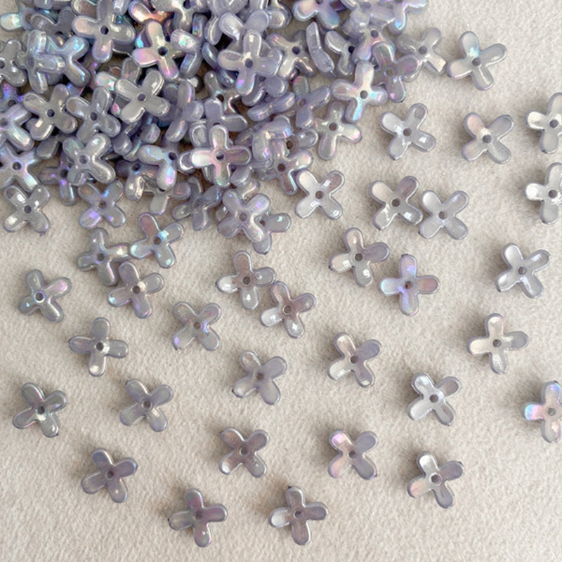 Perles de fleurs en acrylique avec paillettes dorées