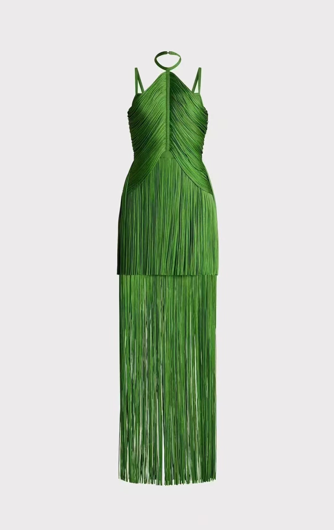 Green Halter Spaghetti Straps Tassel Diner Ball Robe