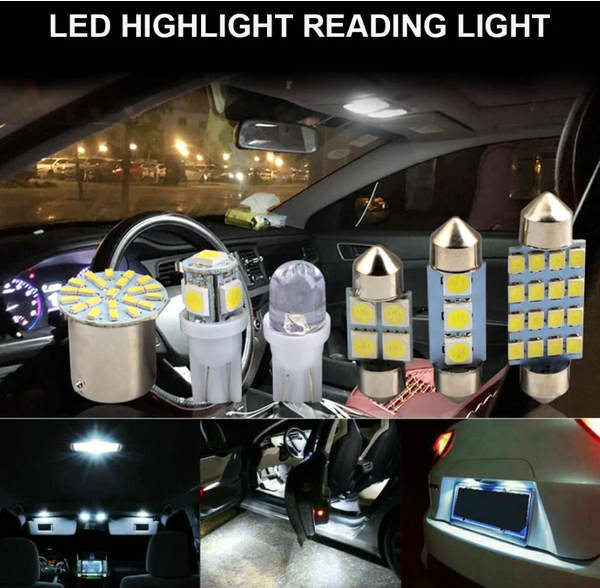 28pcs Intérieur de voiture blanc Combo LED Carte Dôme porte plaque de licence Ampoules