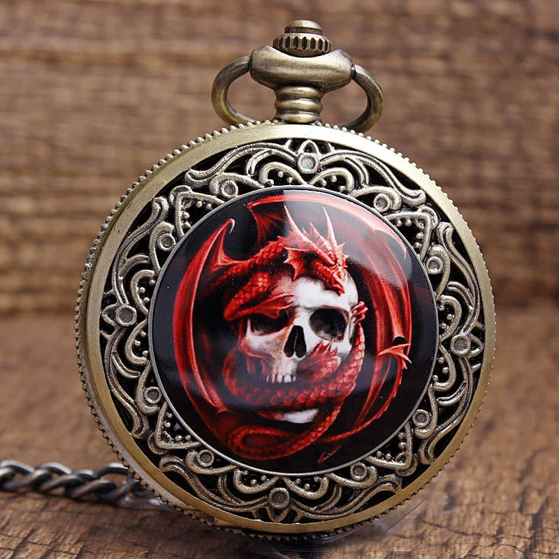 Classical Retro Plus-taille Skull Montre de poche en céramique