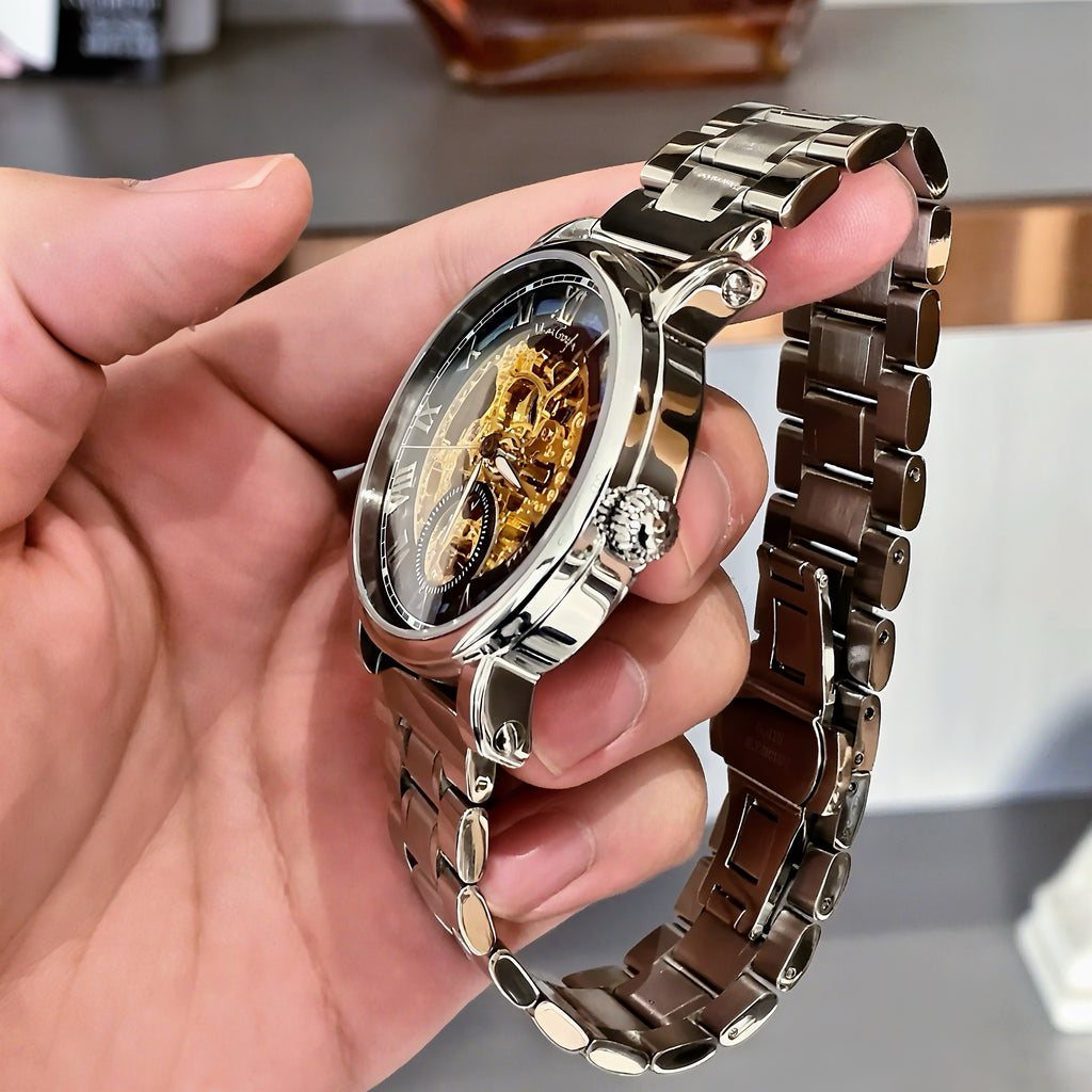 VAN GOGH Starry Night Series Cadran bleu Mouvement mécanique Skeleton Montre quotidienne étanche