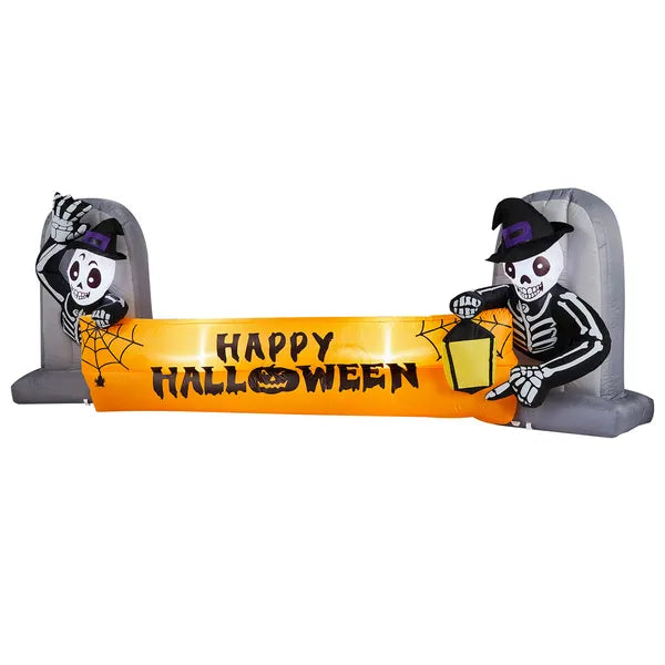 9.6FT Grandes décorations gonflables Halloween Squelette Tombstone Banner
